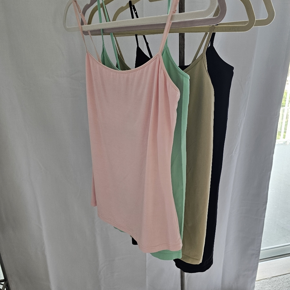 4 for $25 Beige Stretchy Spaghetti Strap Tank Top - Picture 6 of 8